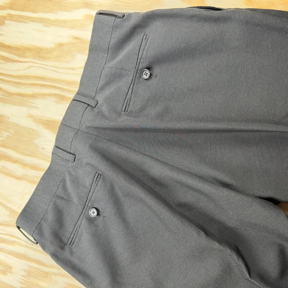 Ralph Lauren Mens Pleated Dress Pants Brown Micro Houndstooth Cuffed 34x30